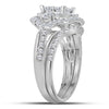 14kt White Gold Princess Diamond Bridal Wedding Ring Band Set 2 Cttw