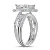 14kt White Gold Princess Diamond Halo Bridal Wedding Ring Band Set 1-3/4 Cttw