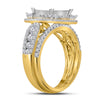 14kt Yellow Gold Princess Diamond Bridal Wedding Ring Band Set 2 Cttw