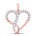 10kt Rose Gold Womens Round Diamond Infinity Heart Pendant 1/3 Cttw