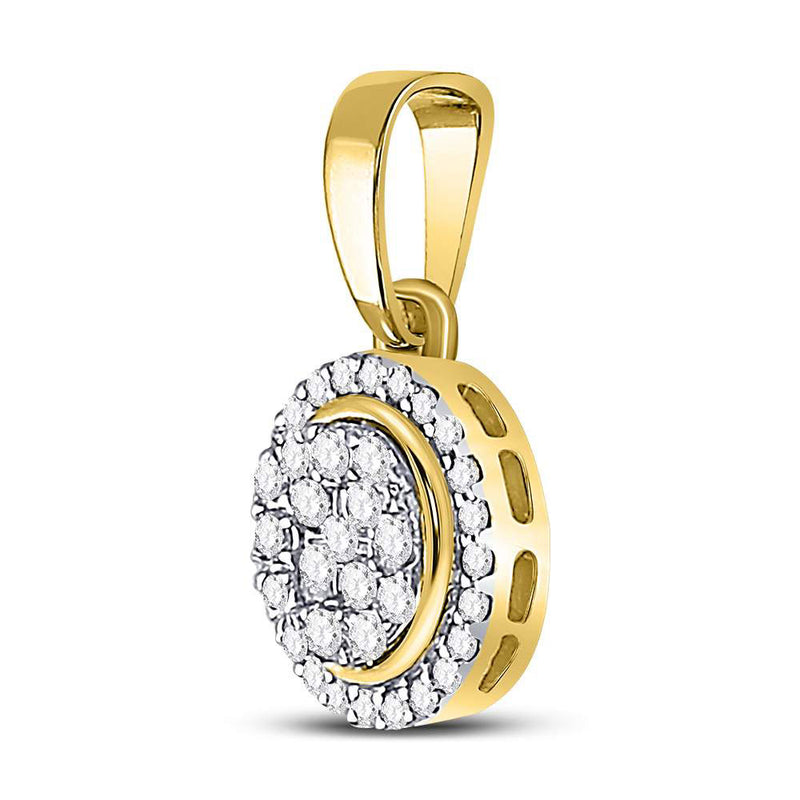 10kt Yellow Gold Womens Round Diamond Circle Cluster Pendant 1/4 Cttw