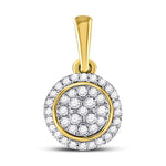 10kt Yellow Gold Womens Round Diamond Circle Cluster Pendant 1/4 Cttw