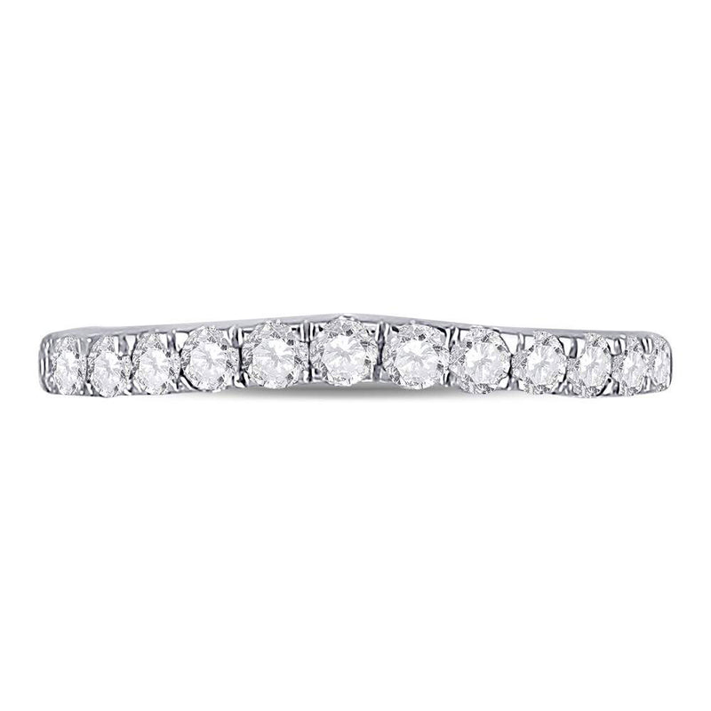 10kt White Gold Womens Round Diamond Single Row Band Ring 1/2 Cttw