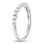 10kt White Gold Womens Round Diamond Single Row Band Ring 1/2 Cttw