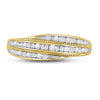 10kt Yellow Gold Womens Round Baguette Diamond Band Ring 1/3 Cttw