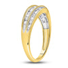 10kt Yellow Gold Womens Round Baguette Diamond Band Ring 1/3 Cttw