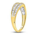 10kt Yellow Gold Womens Round Baguette Diamond Band Ring 1/3 Cttw