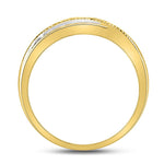 10kt Yellow Gold Womens Round Baguette Diamond Band Ring 1/3 Cttw