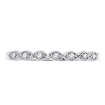 14kt White Gold Womens Round Diamond Classic Stackable Band Ring 1/20 Cttw