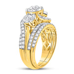 14kt Yellow Gold Round Diamond Bridal Wedding Ring Band Set 2 Cttw