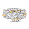 14kt Yellow Gold Round Diamond Bridal Wedding Ring Band Set 2 Cttw