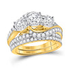 14kt Yellow Gold Round Diamond Bridal Wedding Ring Band Set 2 Cttw