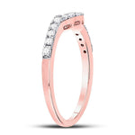 14kt Rose Gold Womens Round Diamond Contoured Wedding Enhancer Band Ring 1/4 Cttw