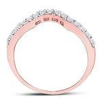 14kt Rose Gold Womens Round Diamond Contoured Wedding Enhancer Band Ring 1/4 Cttw