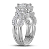 14kt White Gold Round Diamond Halo Bridal Wedding Ring Band Set 1-1/4 Cttw