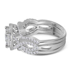 14kt White Gold Round Diamond Halo Bridal Wedding Ring Band Set 1-1/4 Cttw