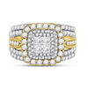 14kt Yellow Gold Princess Diamond Bridal Wedding Ring Band Set 2 Cttw