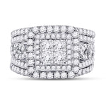 14kt White Gold Princess Diamond Bridal Wedding Ring Band Set 2-1/2 Cttw