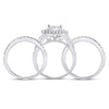 14kt White Gold Princess Diamond Bridal Wedding Ring Band Set 2-1/2 Cttw