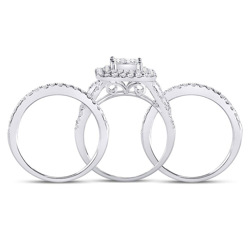 14kt White Gold Princess Diamond Bridal Wedding Ring Band Set 2-1/2 Cttw