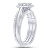 10kt White Gold Round Diamond 3-Piece Bridal Wedding Ring Set 1/2 Cttw