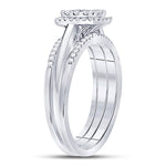 10kt White Gold Round Diamond 3-Piece Bridal Wedding Ring Set 1/2 Cttw