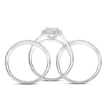 10kt White Gold Round Diamond 3-Piece Bridal Wedding Ring Set 1/2 Cttw