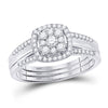 10kt White Gold Round Diamond 3-Piece Bridal Wedding Ring Set 1/2 Cttw