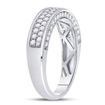 14kt White Gold Womens Round Diamond 2-Row Wedding Band 1 Cttw