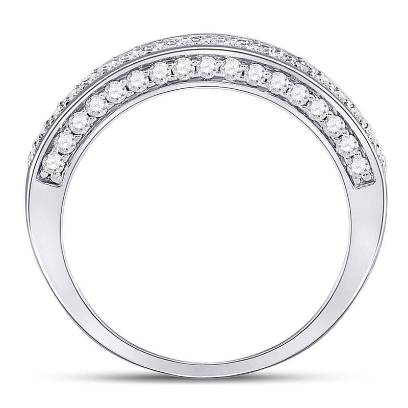 14kt White Gold Womens Round Diamond 2-Row Wedding Band 1 Cttw