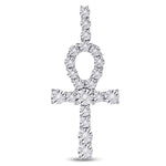 10kt Yellow Gold Mens Round Diamond Ankh Cross Charm Pendant 1/5 Cttw