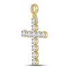 10kt Yellow Gold Mens Round Diamond Cross Charm Pendant 1/3 Cttw