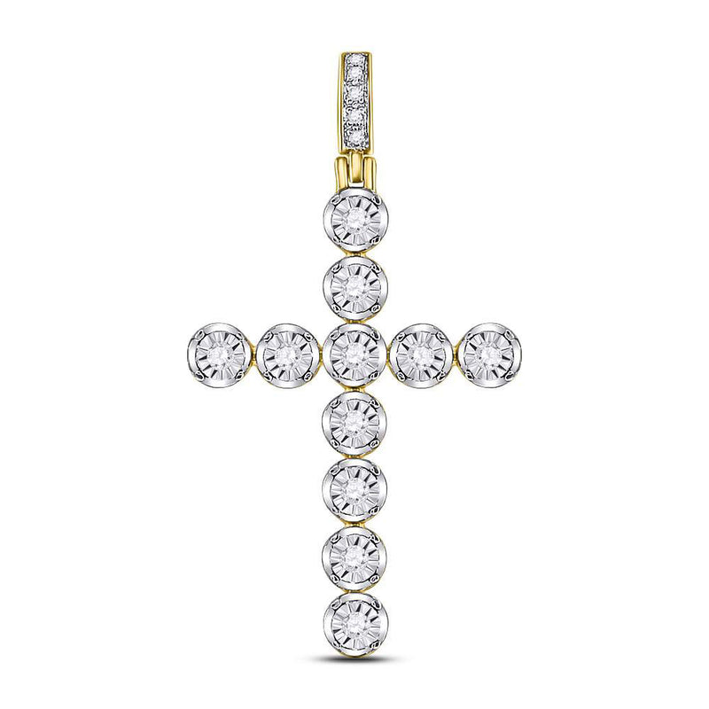 10kt Yellow Gold Mens Round Diamond Cross Charm Pendant 1/3 Cttw