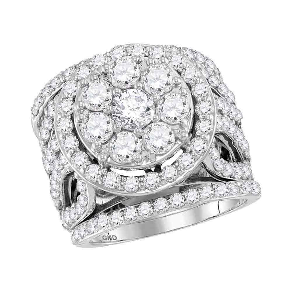 14kt White Gold Round Diamond Halo Bridal Wedding Ring Band Set 4 Cttw