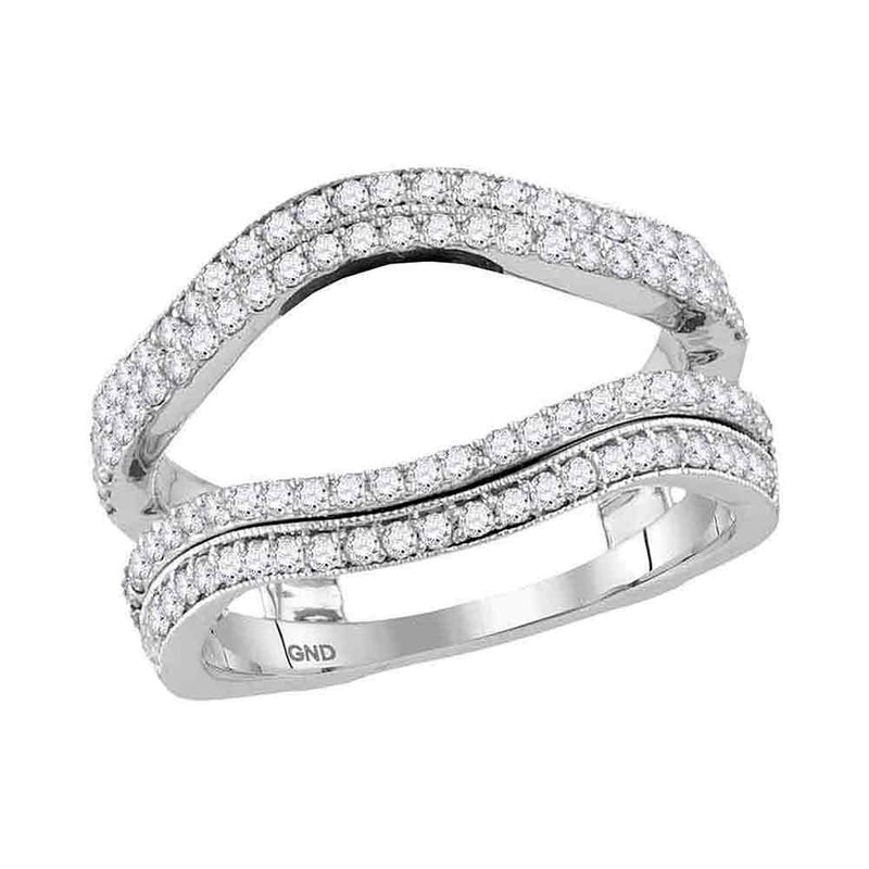 14kt White Gold Womens Round Diamond Solitaire Enhancer Wedding Band 3/4 Cttw