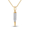 10kt Yellow Gold Mens Round Diamond Bullet Charm Pendant 1-3/8 Cttw