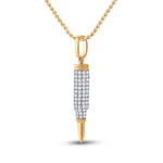 10kt Yellow Gold Mens Round Diamond Bullet Charm Pendant 1-3/8 Cttw