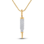 10kt Yellow Gold Mens Round Diamond Bullet Charm Pendant 1-3/8 Cttw