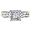 10kt Yellow Gold Princess Diamond Bridal Wedding Ring Band Set 1/2 Cttw