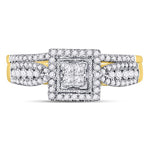 10kt Yellow Gold Princess Diamond Bridal Wedding Ring Band Set 1/2 Cttw