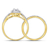 10kt Yellow Gold Princess Diamond Bridal Wedding Ring Band Set 1/2 Cttw