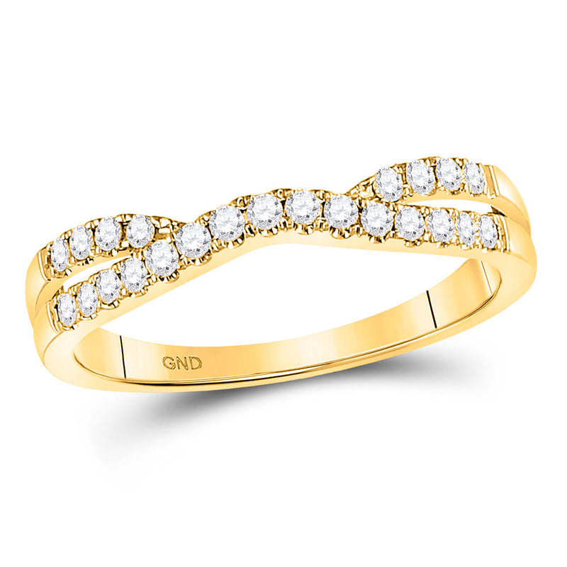 14kt Yellow Gold Womens Round Diamond Contour Enhancer Wedding Band 1/4 Cttw