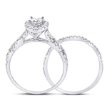 14kt White Gold Pear Diamond Bridal Wedding Ring Band Set 1 Cttw