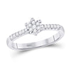 10kt White Gold Womens Round Diamond Flower Cluster Stackable Band Ring 1/5 Cttw