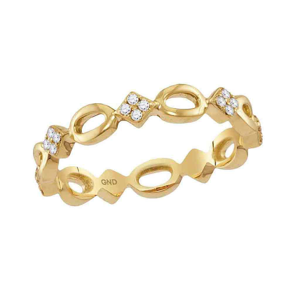 10kt Yellow Gold Womens Round Diamond Stackable Band Ring 1/8 Cttw