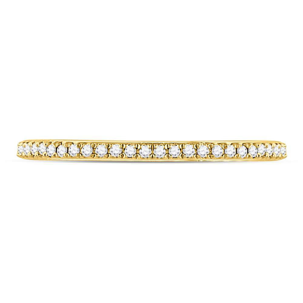 10kt Yellow Gold Womens Round Diamond Anniversary Stackable Band Ring 1/8 Cttw