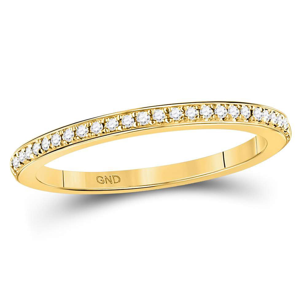 10kt Yellow Gold Womens Round Diamond Anniversary Stackable Band Ring 1/8 Cttw