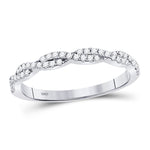 10kt White Gold Womens Round Diamond Woven Twist Stackable Band Ring 1/4 Cttw