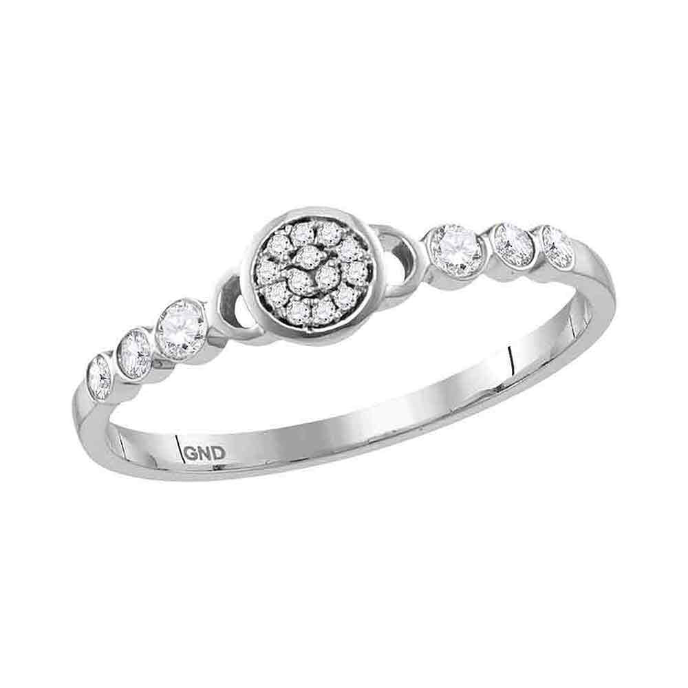 10kt White Gold Womens Round Diamond Cluster Stackable Band Ring 1/6 Cttw