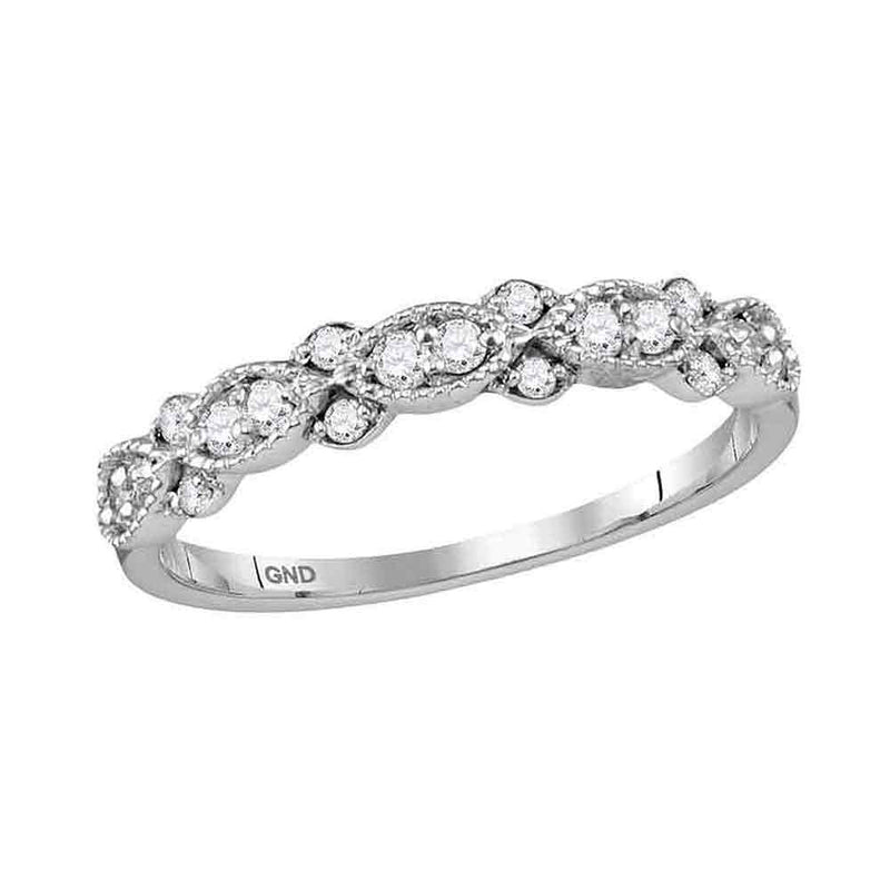 10kt White Gold Womens Round Diamond Stackable Band Ring 1/4 Cttw